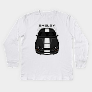 Ford Mustang Shelby GT350 2015 - 2020 - Black - White Stripes Kids Long Sleeve T-Shirt